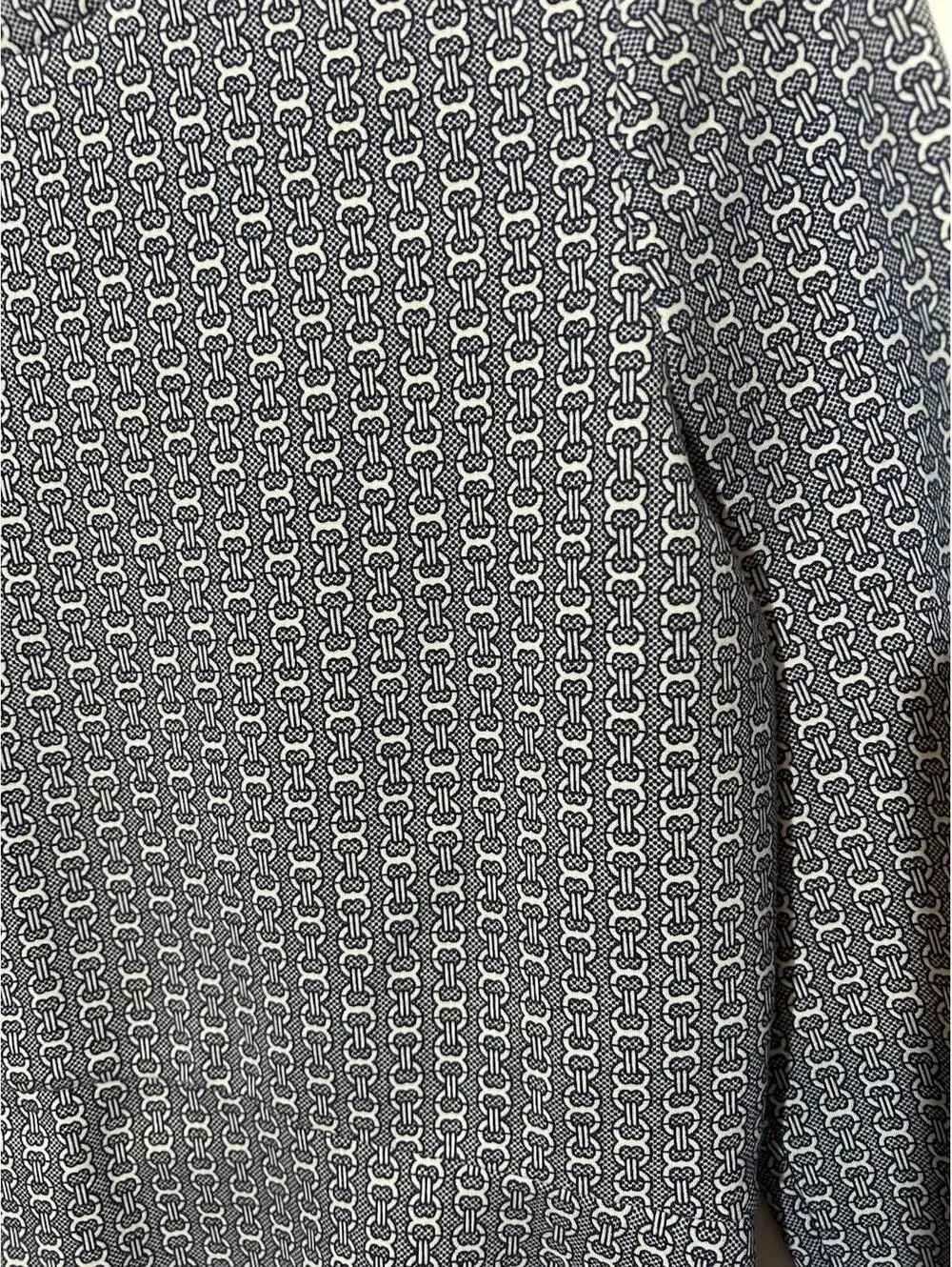 Tory Burch Corinne Stretch Knit Dress Womens S/P Gemini Chain Link Flare Navy